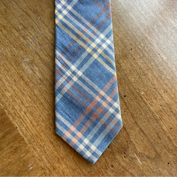 J. Crew Factory 100% Cotton Blue and Yellow Plaid Neck Tie 2.5” X 59” - Picture 2 of 8